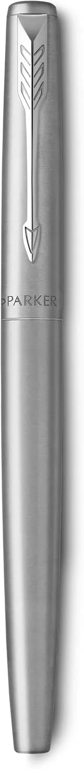 Parker Jotter Fountain Pen, Stainless Steel Body, Medium Point, Blue Ink, Includes Gift Box
