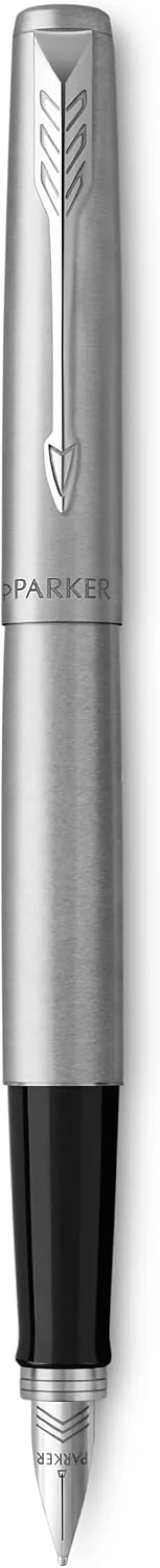 Parker Jotter Fountain Pen, Stainless Steel Body, Medium Point, Blue Ink, Includes Gift Box