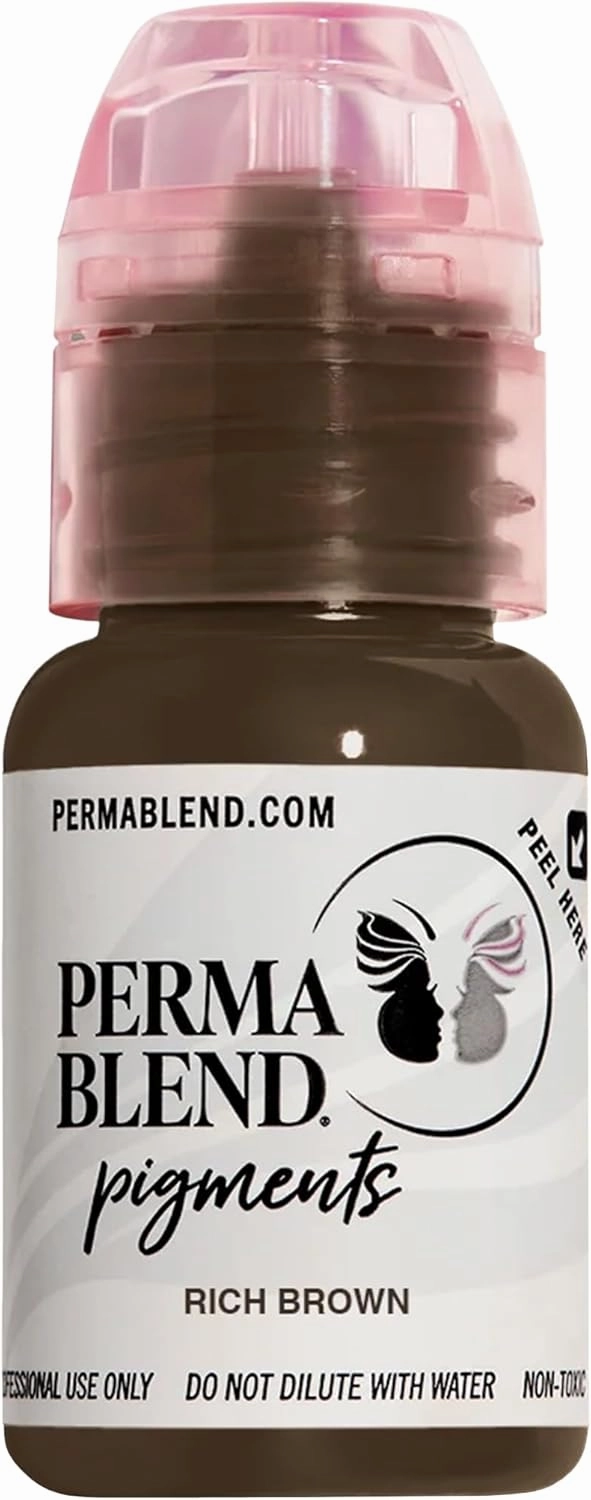 Perma Blend Rich Brown Eyebrow Tattoo Ink Pigment, Professional Brow Microblading Supplies, 1/2 oz Bottle