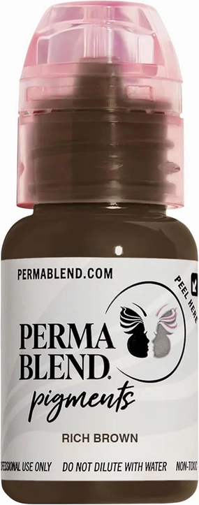 Perma Blend Rich Brown Eyebrow Tattoo Ink Pigment, Professional Brow Microblading Supplies, 1/2 oz Bottle