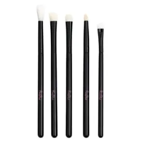 Pink Dust Eye Makeup Brushes Set - 5pcs Natural Goat Hair Makeup Eye Brushes Set with Wooden Handle - Eye Makeup Brushes for Professionals Eyeshadow, Liner, and Brow