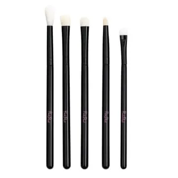 Pink Dust Eye Makeup Brushes Set - 5pcs Natural Goat Hair Makeup Eye Brushes Set with Wooden Handle - Eye Makeup Brushes for Professionals Eyeshadow, Liner, and Brow