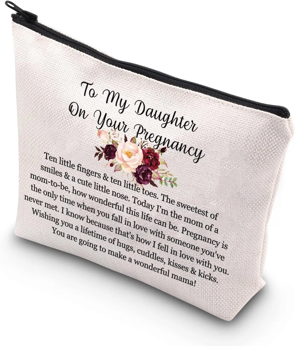 Pregnancy Daughter Makeup Bag with Waterproof Canvas and Zipper Closure