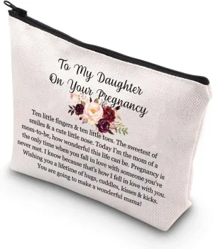 Pregnancy Daughter Makeup Bag with Waterproof Canvas and Zipper Closure