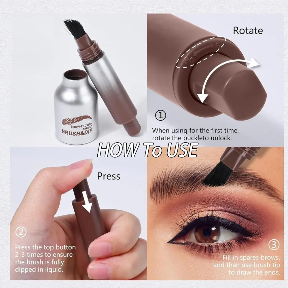 Primelith Eyebrow, Primelith Brow Brush, Eyebrow Brush with Color Angled 𝐁𝐫𝐮𝐬𝐡 & Dip (brown)