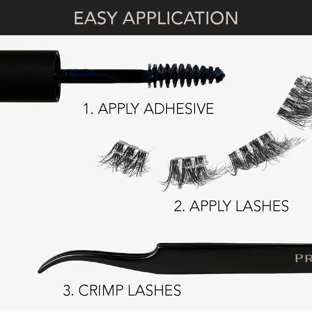 Pro Lash ProWear Professionally Styled Lash Clusters - Easiest to Apply Eyelash Cluster - 10 Day Eyelashes - Waterproof Lashes Clusters - 3 Sets - Classic Luxe Wispy No. 15 - Black