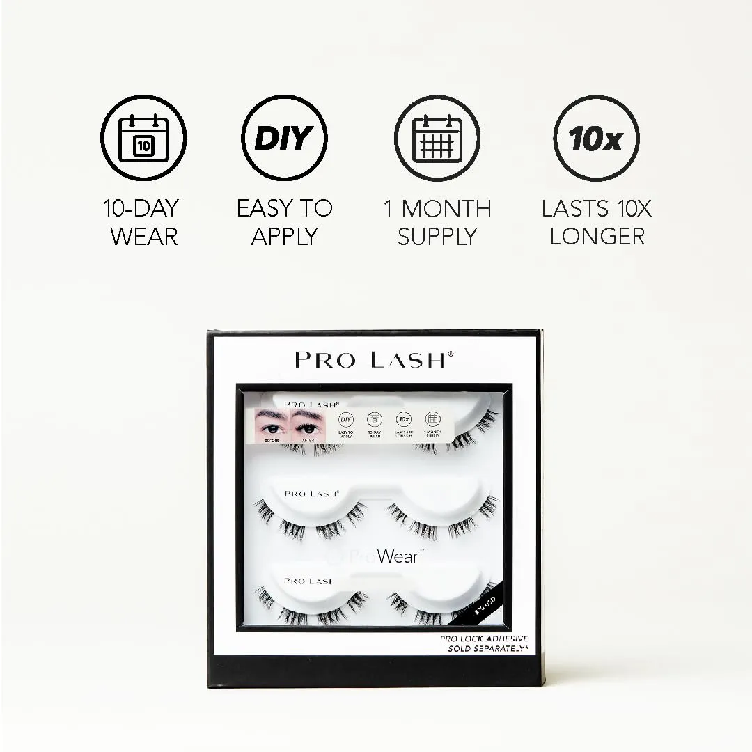 Pro Lash ProWear Professionally Styled Lash Clusters - Easiest to Apply Eyelash Cluster - 10 Day Eyelashes - Waterproof Lashes Clusters - 3 Sets - Classic Luxe Wispy No. 15 - Black