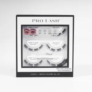 Pro Lash SoftWear Professionally Styled Lash Clusters - Seamless, Lightweight Lashes - 7-Day Cluster Eyelash Extensions - Waterproof Lashes Clusters - 3 Sets - Mega Volume No. 03 Black