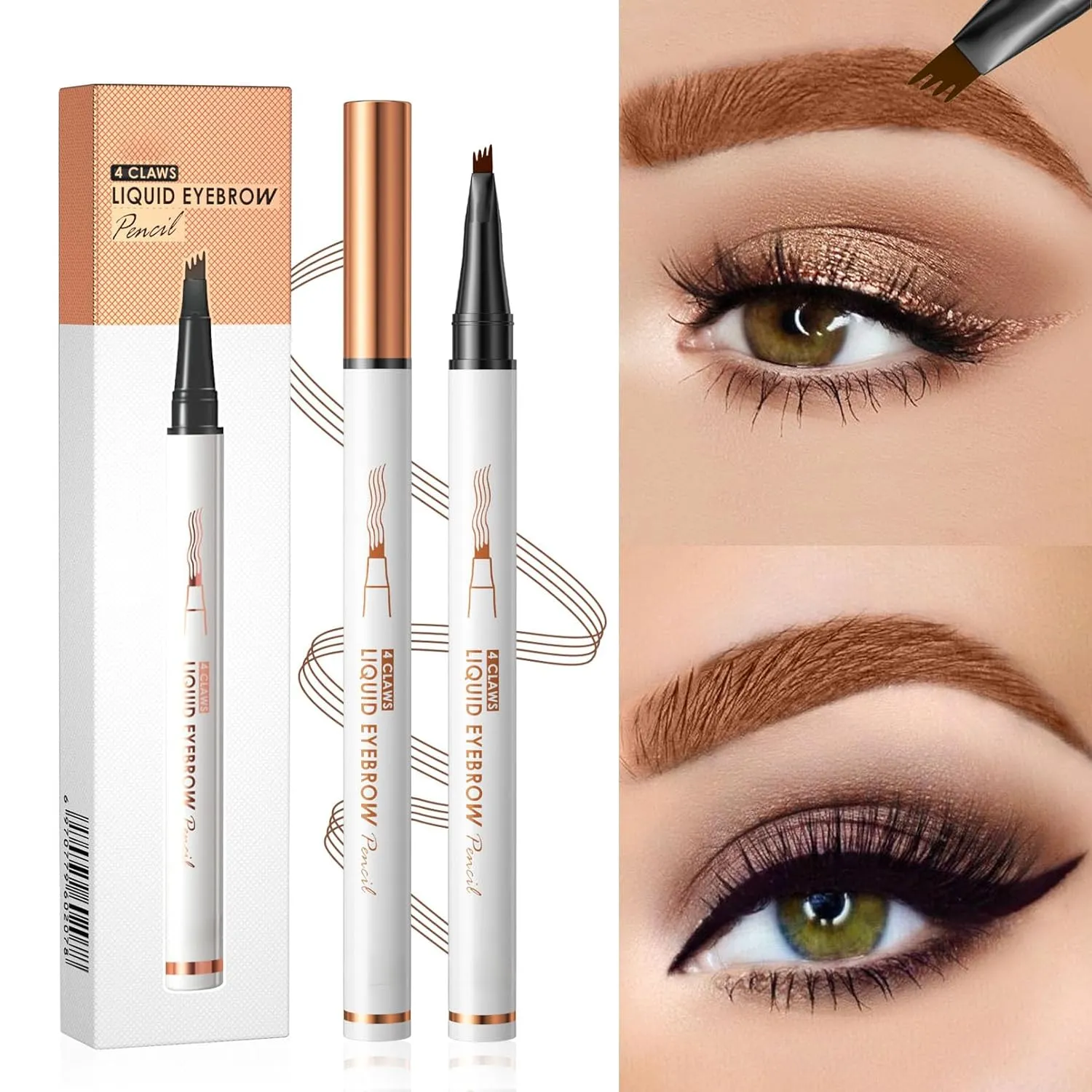 Q707 4 Tipped Precise Brow Pen – Long-Lasting Waterproof Eyebrow Pencil for Natural, Defined Brows – Easy to Use, Suitable for All Skill Levels (2#Dark Coffee)