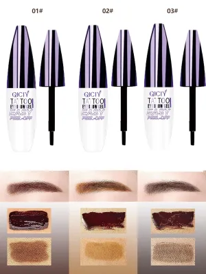 QICIY Easy Peel-Off Eyebrow Gel- Waterproof & Sweatproof,QICIY Tattoo Eyebrow Gel Easy Peel Off,For All Skin Types (#01)