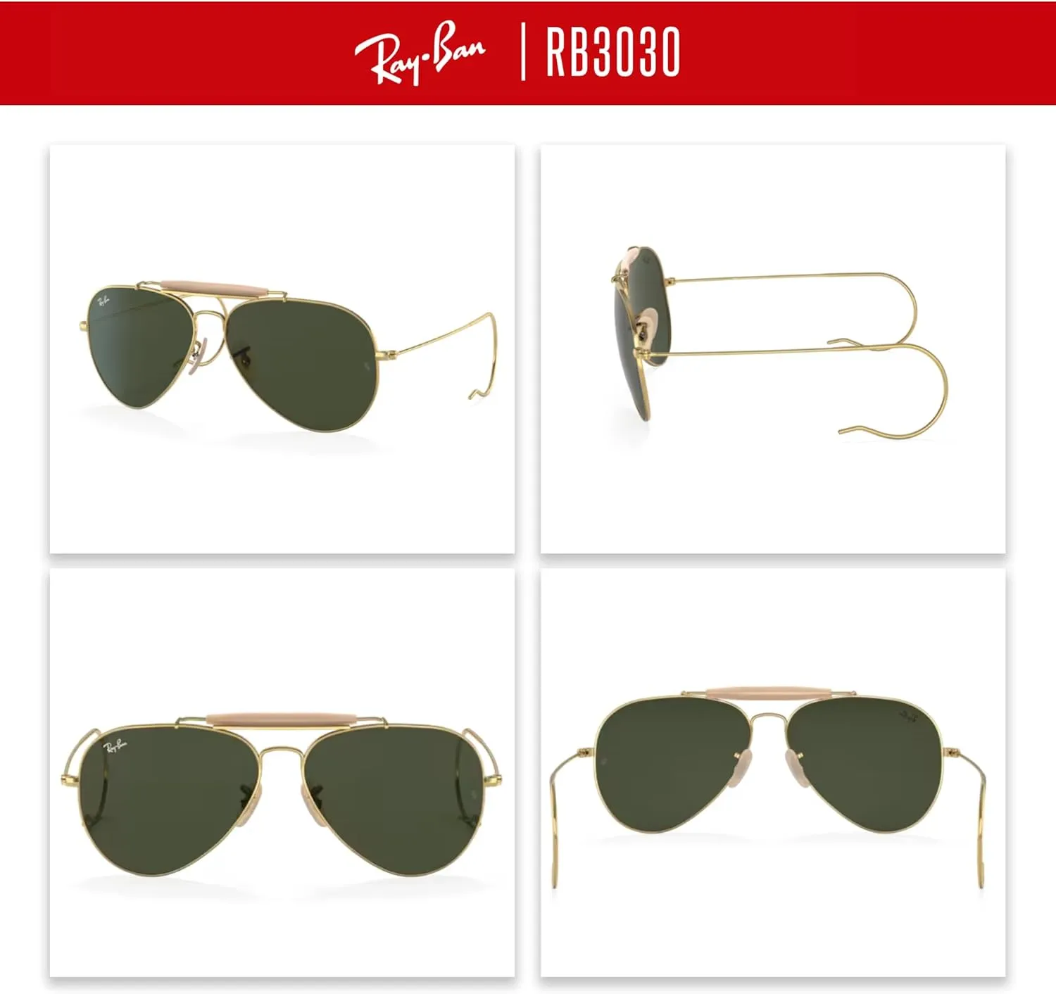 Ray-Ban RB3030 OUTDOORSMAN Pilot Sunglasses For Men For Women   BUNDLE with Designer iWear Eyewear Care Kit