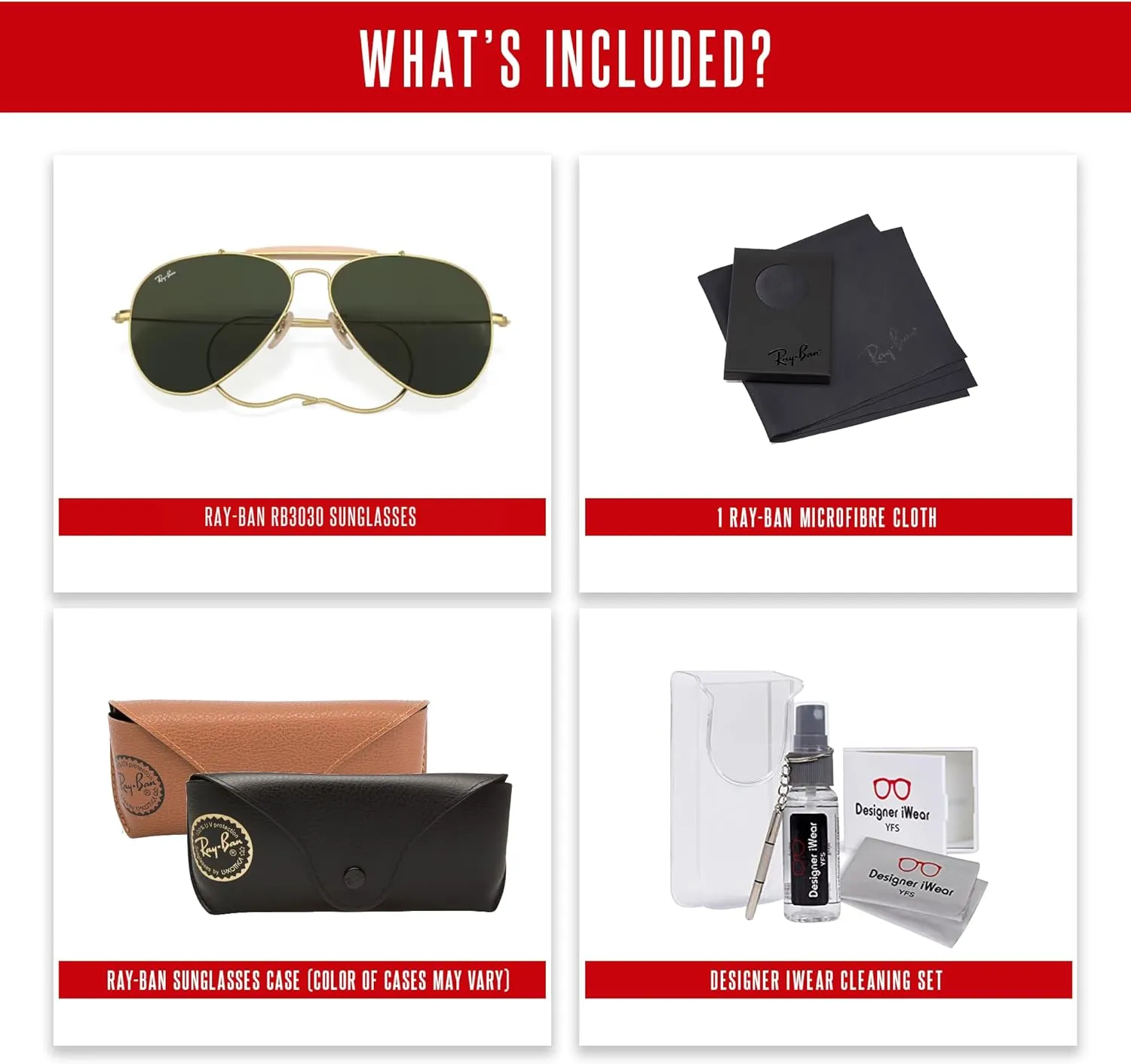 Ray-Ban RB3030 OUTDOORSMAN Pilot Sunglasses For Men For Women   BUNDLE with Designer iWear Eyewear Care Kit