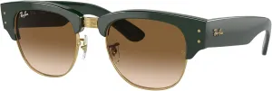 Ray-Ban Unisex Sunglasses Green On Gold Frame, Light Brown Lenses, 53MM