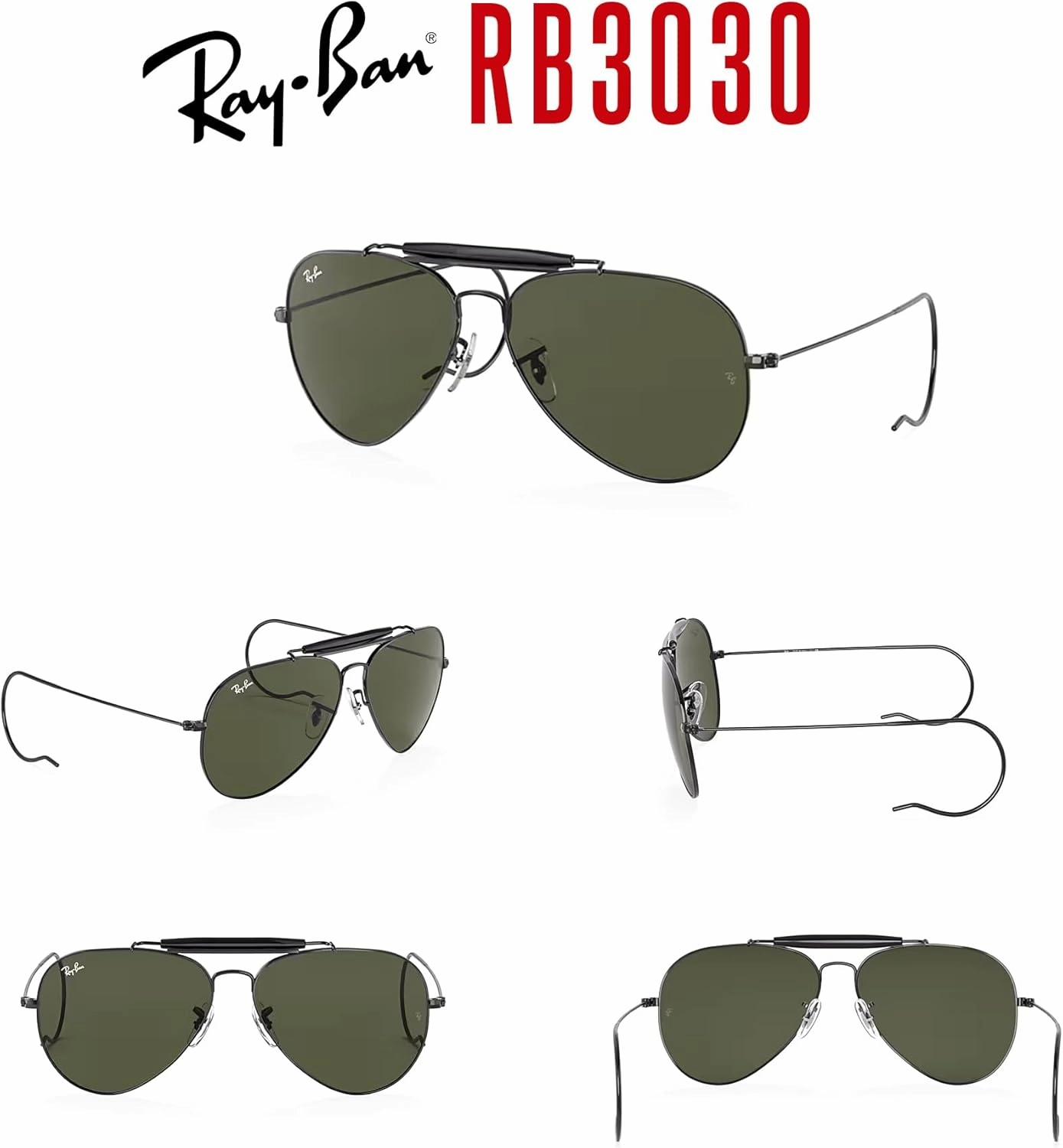 Ray-Ban RB3030 OUTDOORSMAN Pilot Sunglasses For Men For Women   BUNDLE with Designer iWear Eyewear Care Kit
