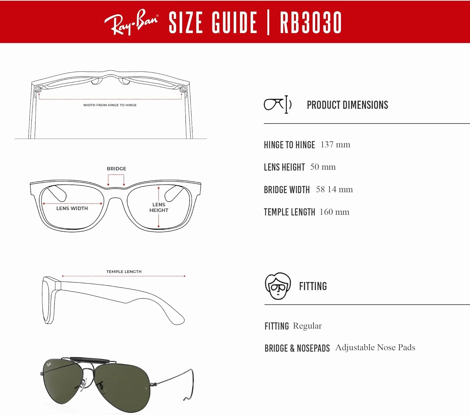 Ray-Ban RB3030 OUTDOORSMAN Pilot Sunglasses For Men For Women   BUNDLE with Designer iWear Eyewear Care Kit