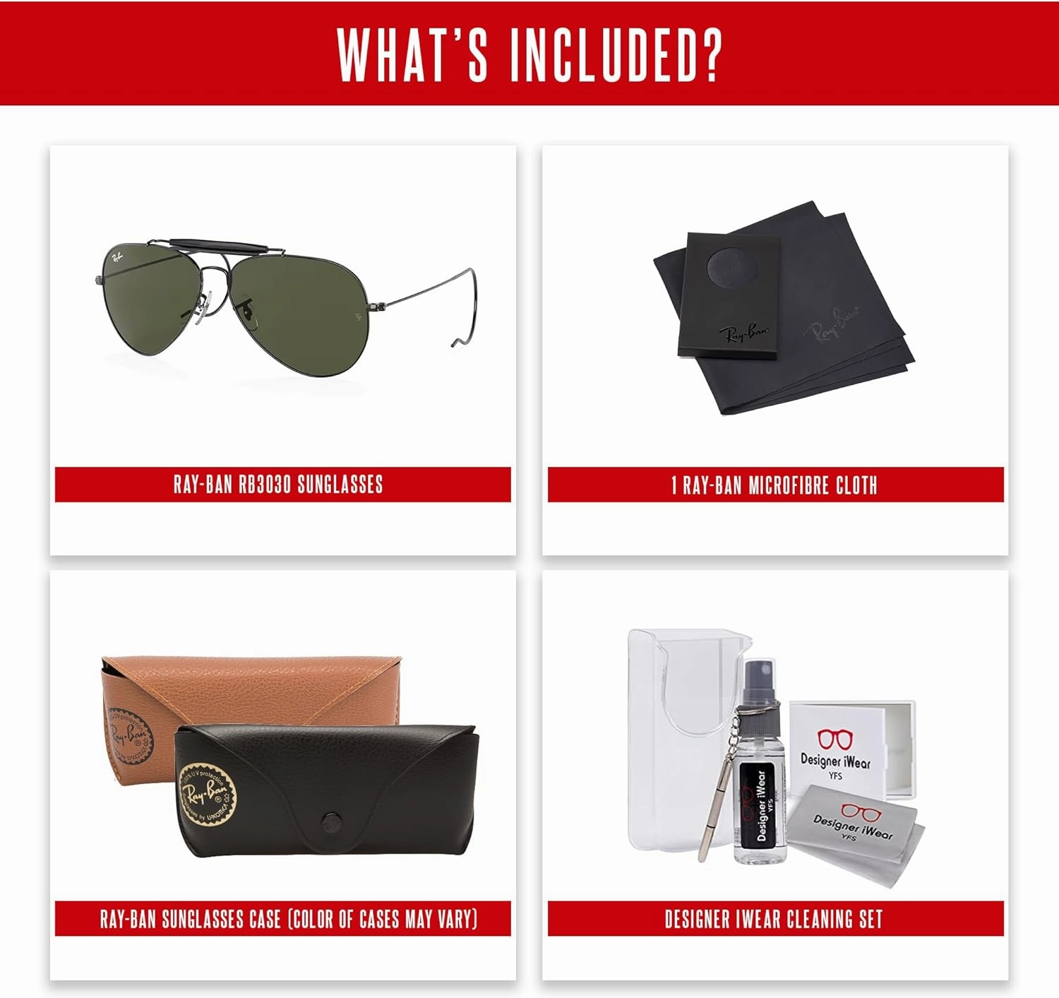 Ray-Ban RB3030 OUTDOORSMAN Pilot Sunglasses For Men For Women   BUNDLE with Designer iWear Eyewear Care Kit