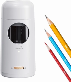 Rechargeable Electric Pencil Sharpener, Fully Automatic Pencil Sharpener for 7-11.5mm Jumbo Pencils, Hands-Free Sharpener for Colored Pencils, Auto in&Out, Adjustable Pencil Nibs, Silver
