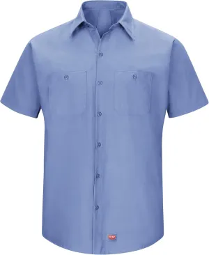 Red Kap Men's Short Sleeve Work Shirt with Mimix, Light Blue, Medium