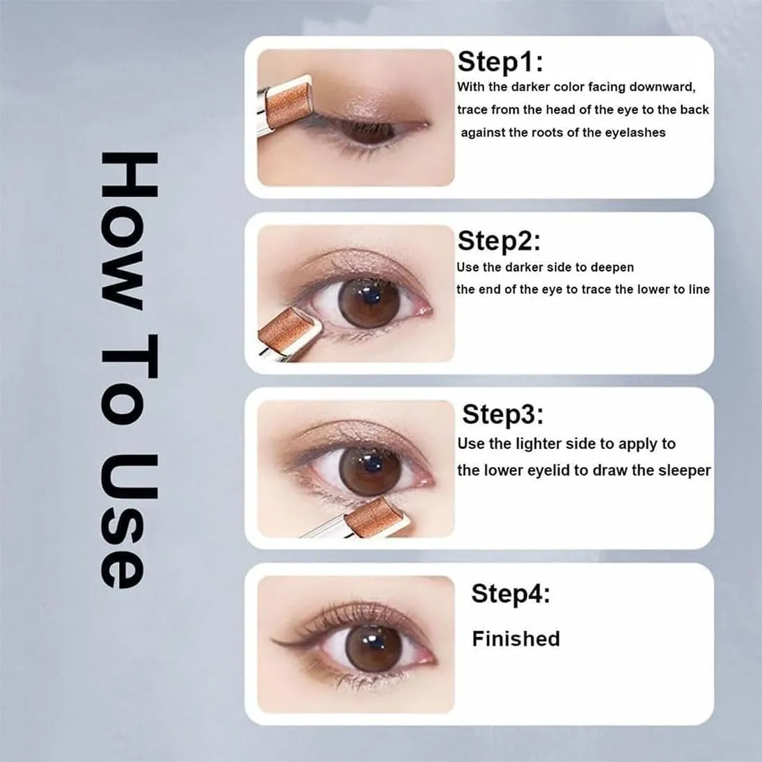 Roseionly Waterproof Gradient Shimmer Eye-Shadow Stick, 2026 New Shimmer Gradient Three-Color Stick, Waterproof & Long-Lasting, Effortless Eye Makeup(01)