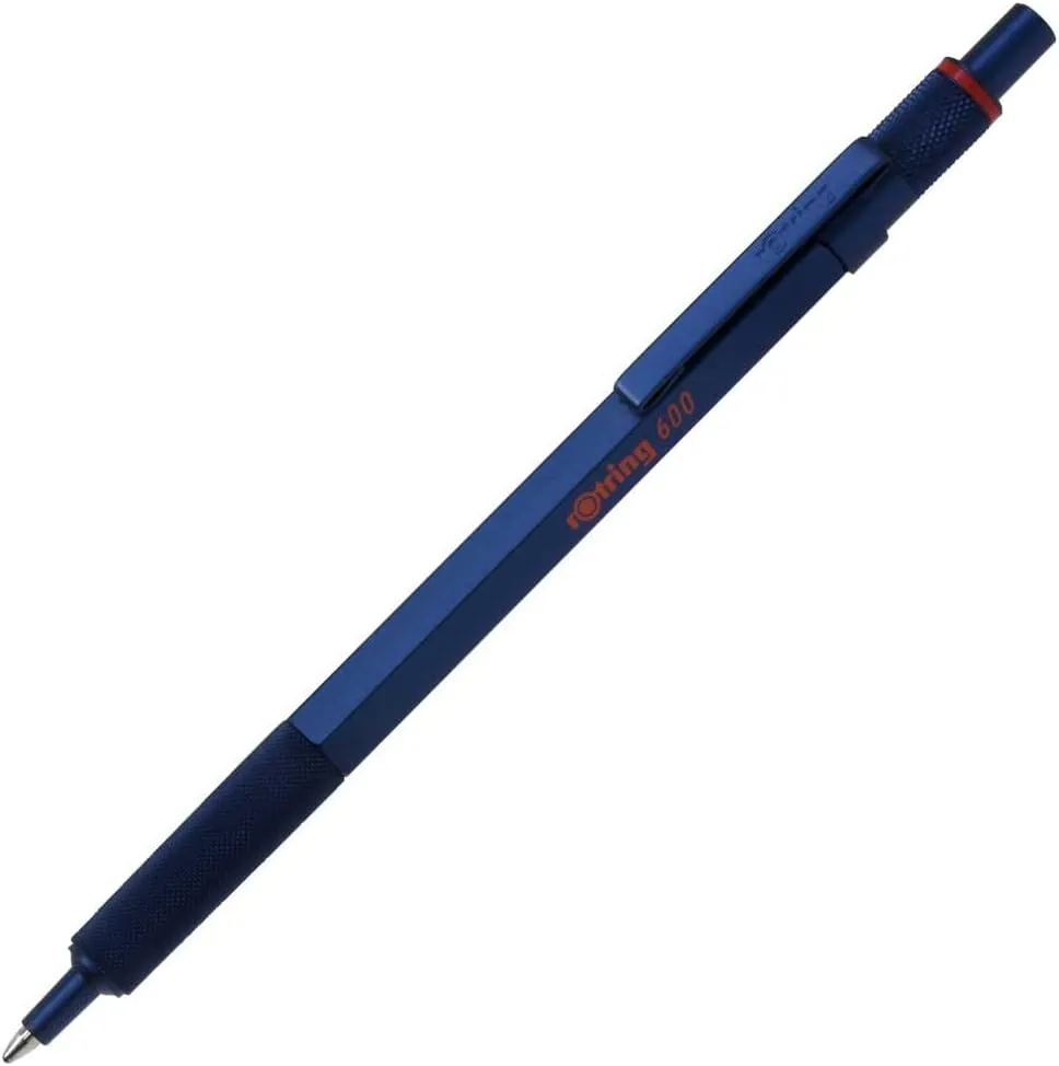 rOtring 600 Ballpoint Pen, Medium Point, Black Ink, Blue Barrel, Refillable