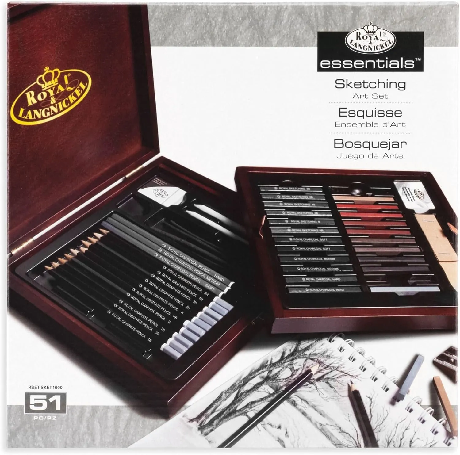 Royal & Langnickel RSET-SKET1600 Premier Sketch Pencil Art Set, 51-Piece