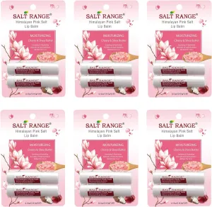 Salt Range Lip balm formulated with cherry and shea butter, 100% natural, soothing, hydrating, and deeply nourishing, Organic chapstick, 6-count pack (12 pieces total)
