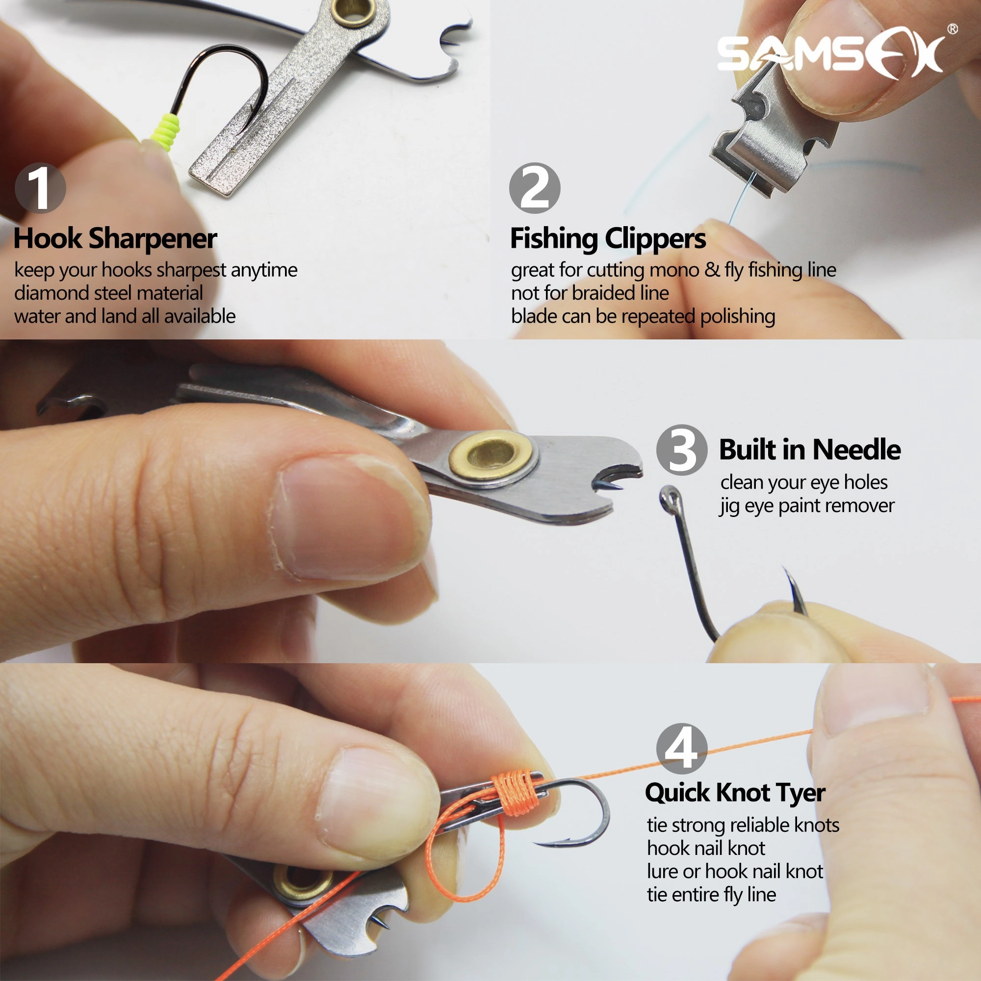 SAMSFX Fly Fishing Tool Trimmer Line Cutter Nippers Clipper Snip and Zinger Retractors Dropshipping