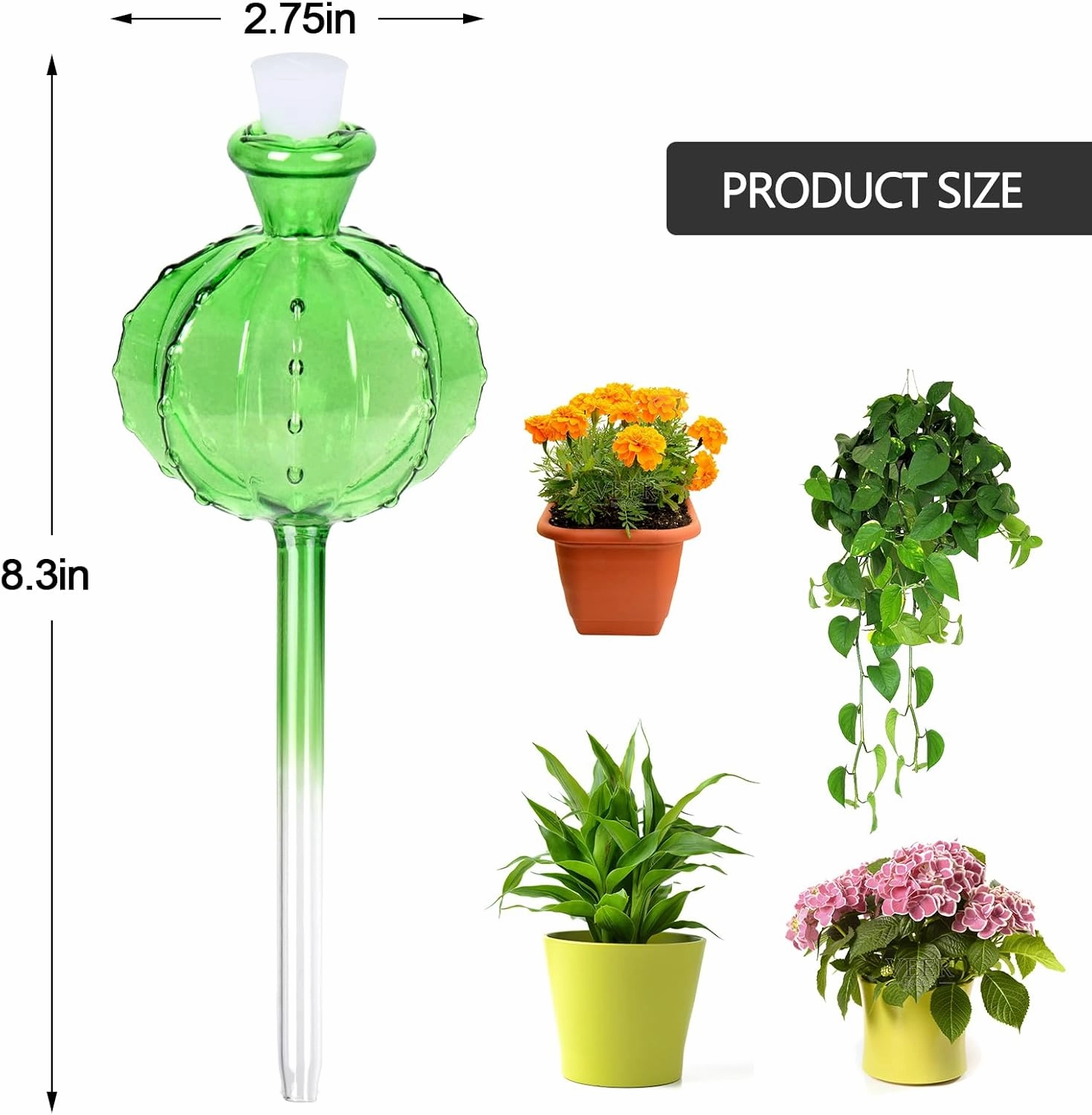 Self Watering Planter Insert. Plant Watering Devices. Plant Watering Bulbs. 4-PCS Plant Watering Globes. Green Colors Cactus Shape Self Watering Globes Medium Size. Plant Lover Gifts