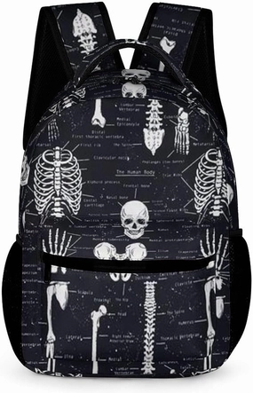 Skull Dark Skeleton Anatomy Travel Backpack Cute Laptop Bag Aesthetic Campus Backpack Casual Daypack