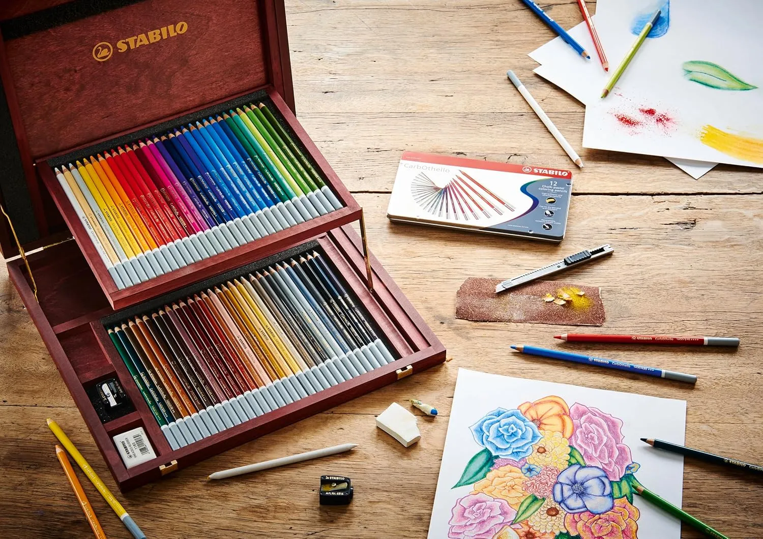 STABILO 140/700 "Carb0thello Chalk-Pastel" Colouring Pencil - Warm Grey 1 (Pack of 12)