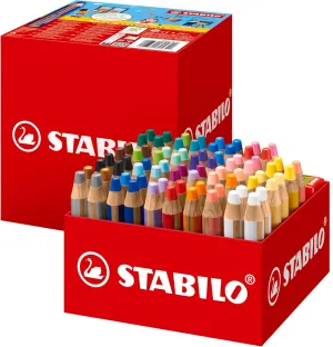 STABILO Multi-Talented Pencil woody 3 in 1 - Classpack of 76 - Assorted Colours with 4 Sharpeners
