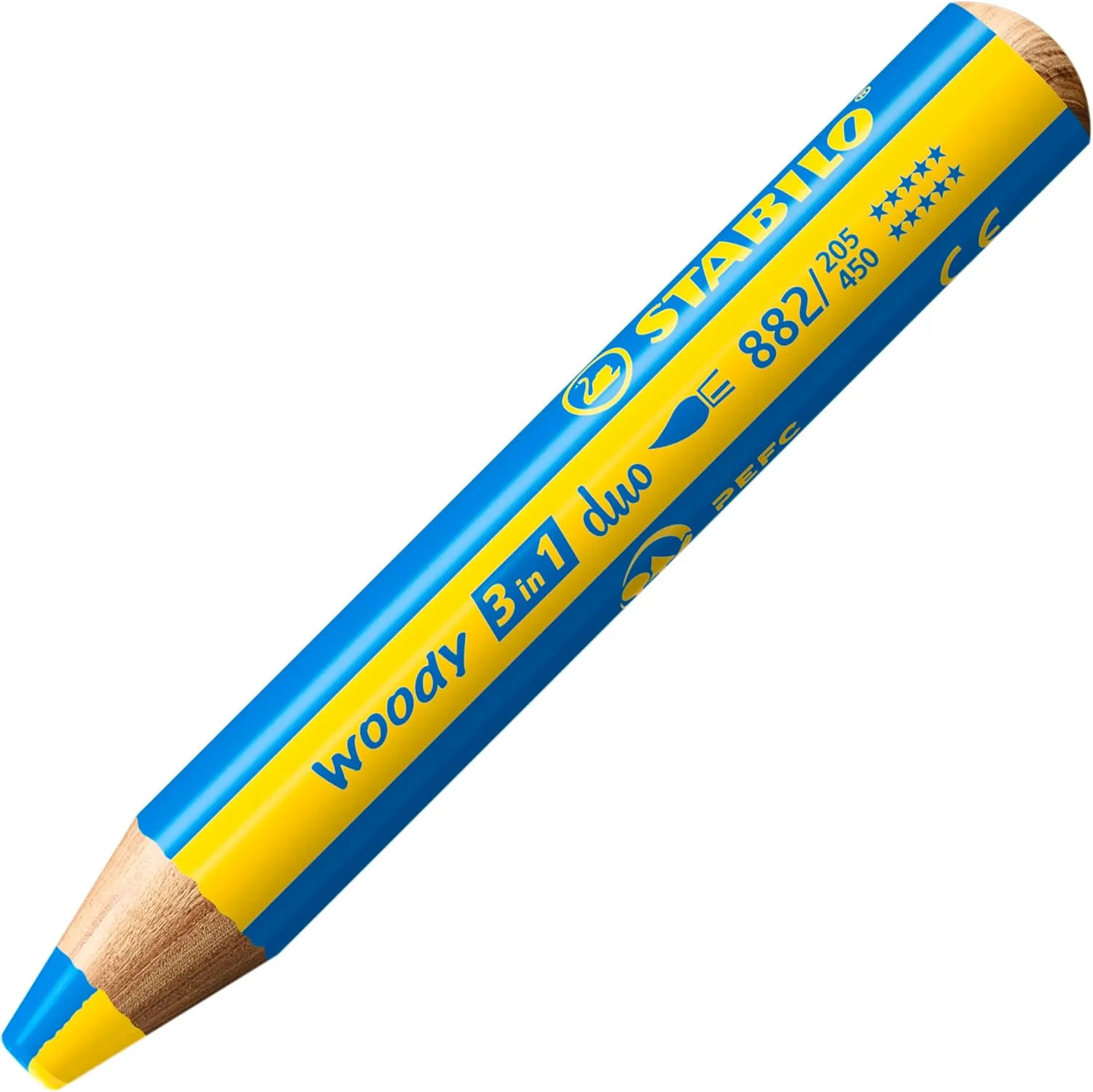 STABILO Multi-Talented Pencil woody 3 in 1 duo - Pack of 10 - Assorted Colors with Sharpener
