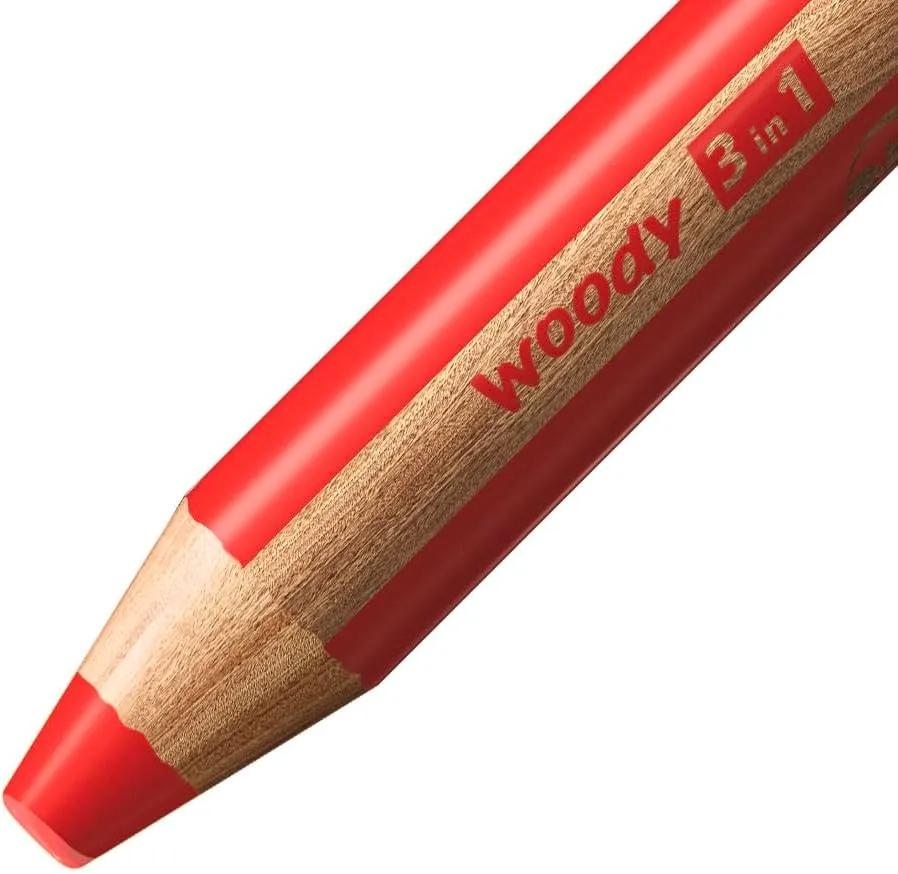 STABILO Multi-Talented Pencil woody 3 in 1 - Pack of 6 - Assorted Colors with Sharpener