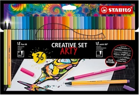 STABILO Fineliner   Premium Fiber-Tip Pen point 88   Pen 68 - ARTY - Pack of 36 - Assorted Pastel Colors