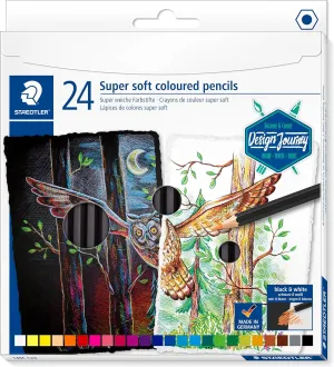 Staedtler Super Soft coloring pencils, rich pigments perfect for light and dark paper, Assorted Color Pencils, Box of 24, 149C C14