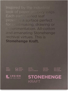 Stonehenge 100% Cotton Medium Weight Pad, Kraft, 9 x 12 inches, 250gsm, 15 Sheets for Dry Media