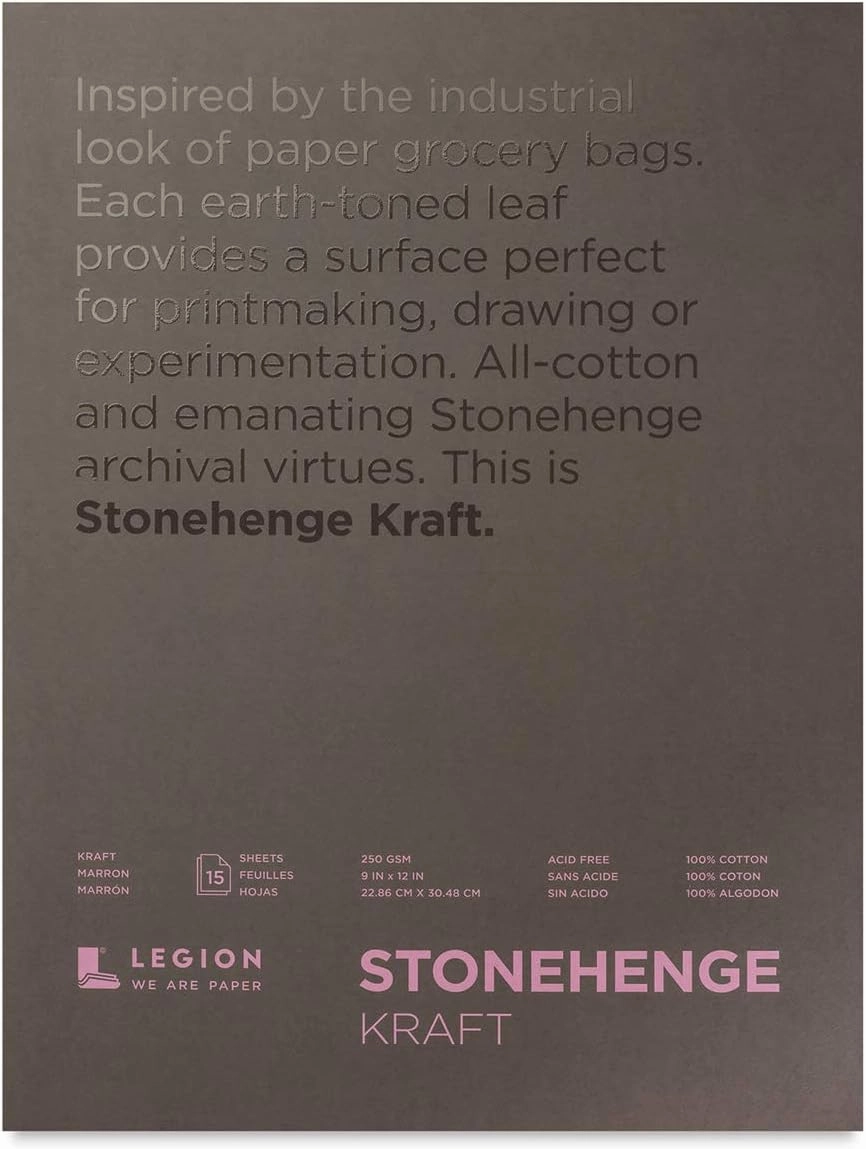 Stonehenge 100% Cotton Medium Weight Pad, Kraft, 9 x 12 inches, 250gsm, 15 Sheets for Dry Media
