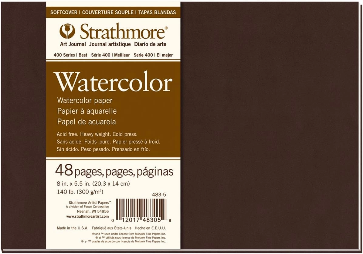 Strathmore 483-5 Softcover Watercolor Art Journal, 48 Count (Pack of 1), White, 24 Sheets