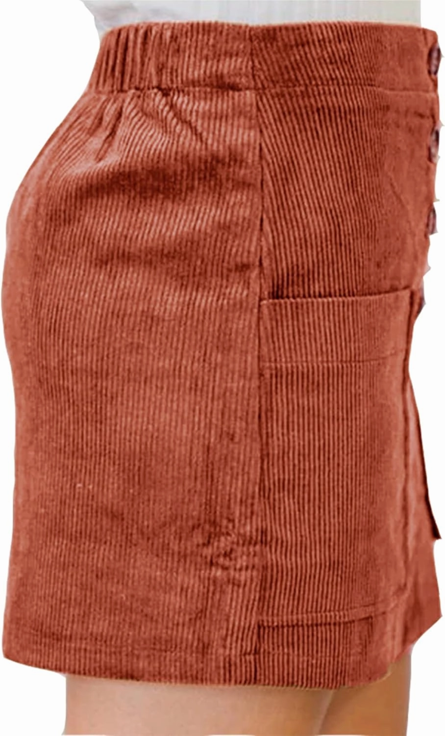 Susupeng Women High Waist Soft Faux Suede Button Down Skirt Slim Back Zip Side Pocket Mini Skirts