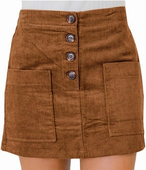 Susupeng Women High Waist Soft Faux Suede Button Down Skirt Slim Back Zip Side Pocket Mini Skirts