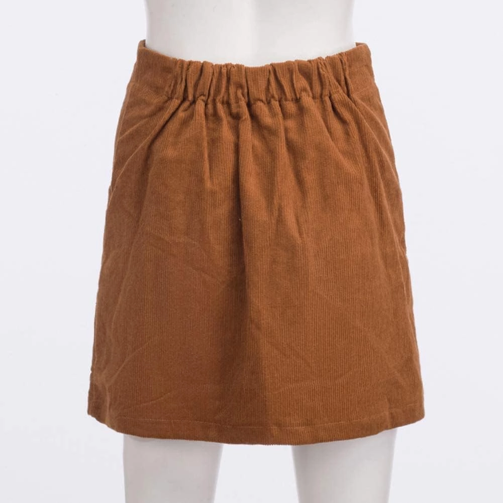 Susupeng Women High Waist Soft Faux Suede Button Down Skirt Slim Back Zip Side Pocket Mini Skirts