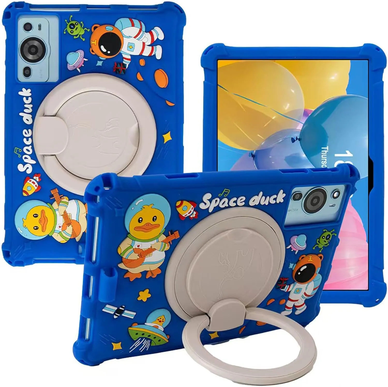Tablet Case for TCL Tab 10 5G 10.1 Inch/TCL Tab 10S 9081X/9080G/9183W,Soft Anti-Stress Silicone Case with Rotate Stand/Pencil Holder/Shoulder Strap/Pen for TCL Tab 10.1 Inch (Dark Blue)