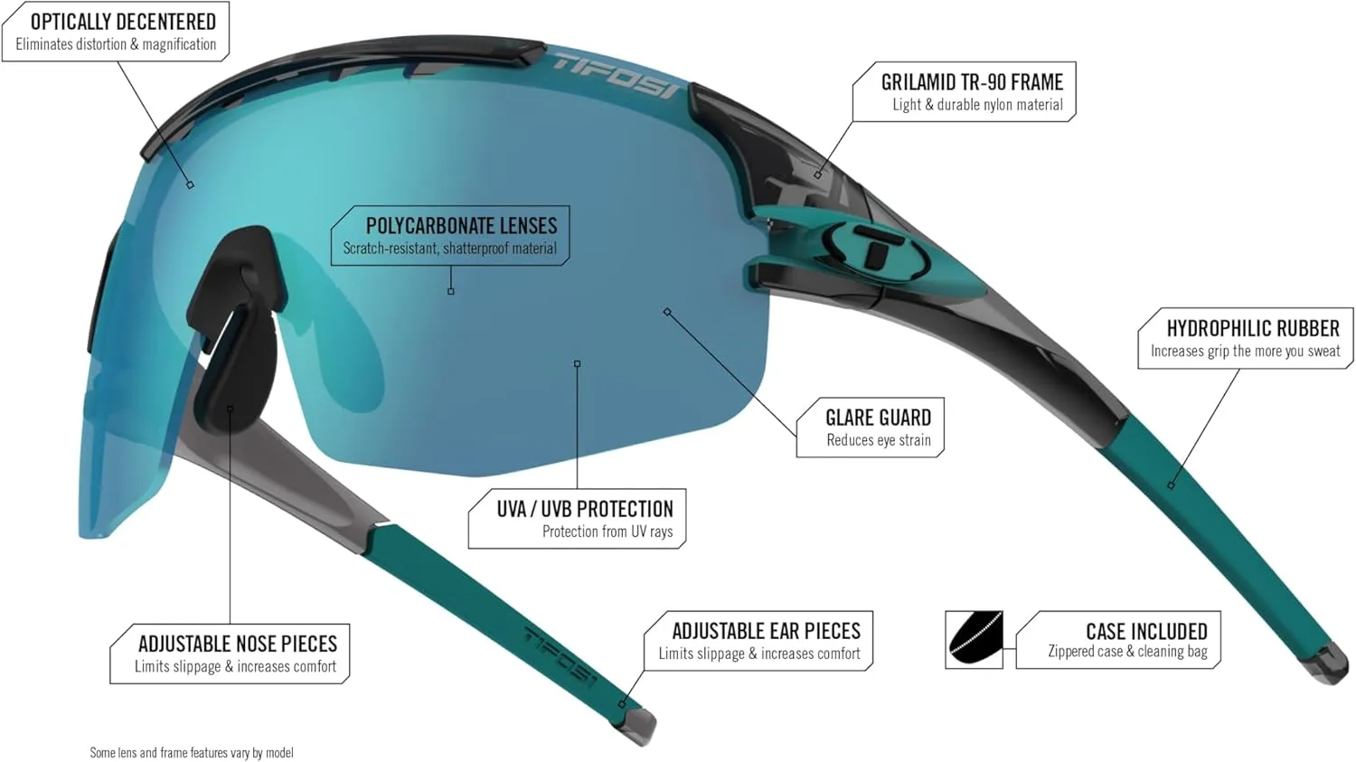 Tifosi Optics Sledge Lite Sunglasses - Ideal For Cycling (Road, Gravel, MTB), Baseball & Softball