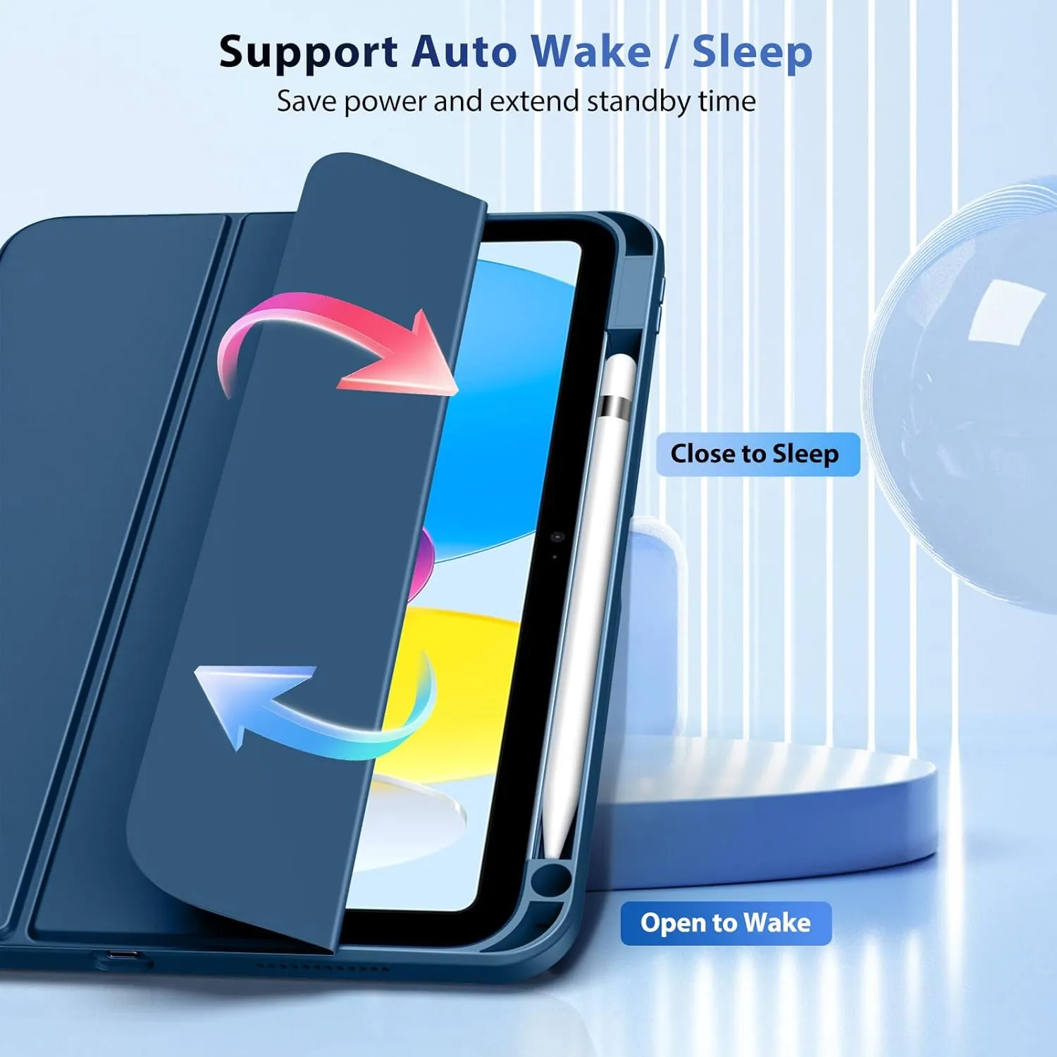 TiMOVO Case for iPad (A16) 11th Generation 11 Inch 2025, iPad 10th Generation Case 10.9 Inch 2022 with Pencil Holder,Slim Protective Cover with Clear Back Shell,Auto Wake/Sleep, Dark Sea Blue