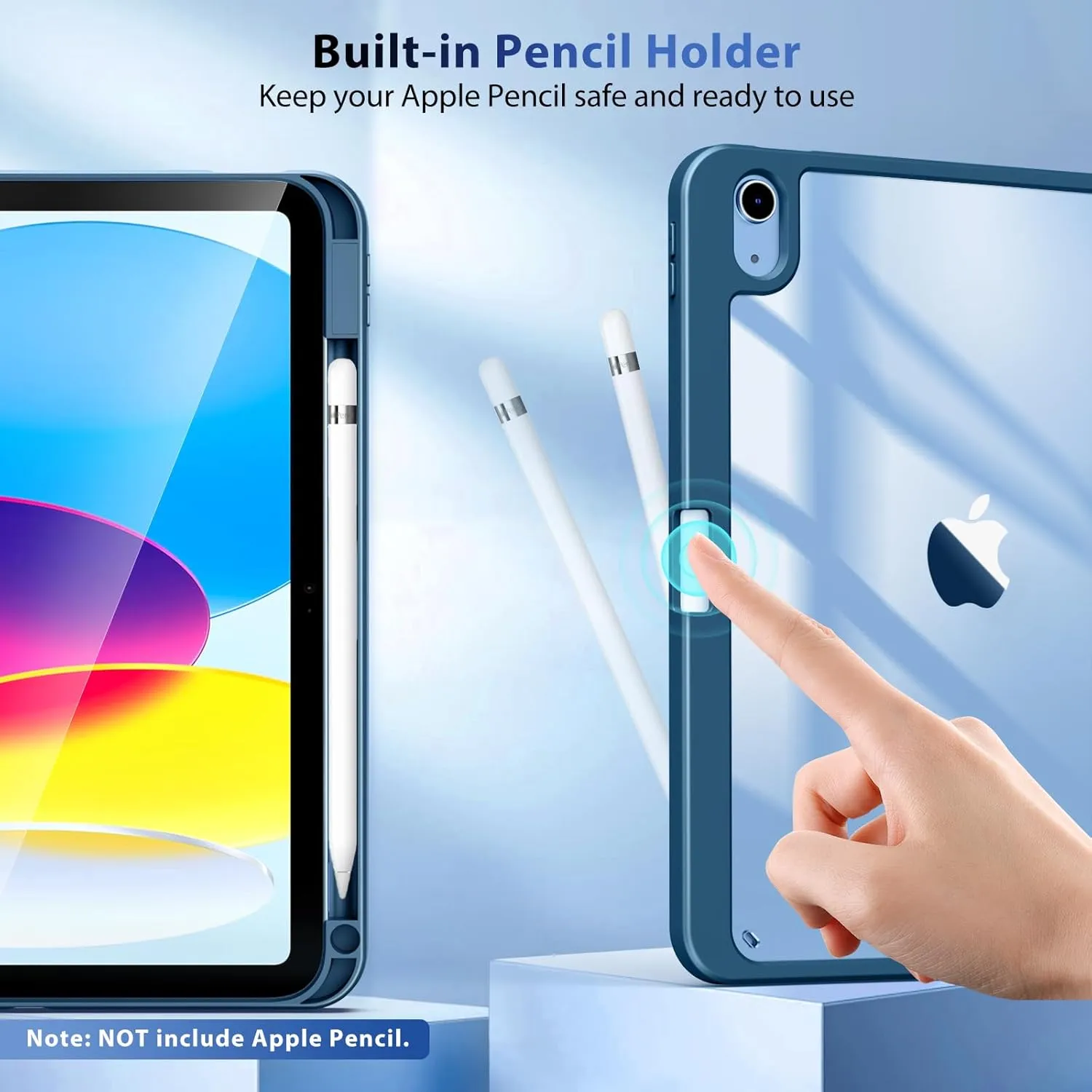 TiMOVO Case for iPad (A16) 11th Generation 11 Inch 2025, iPad 10th Generation Case 10.9 Inch 2022 with Pencil Holder,Slim Protective Cover with Clear Back Shell,Auto Wake/Sleep, Dark Sea Blue