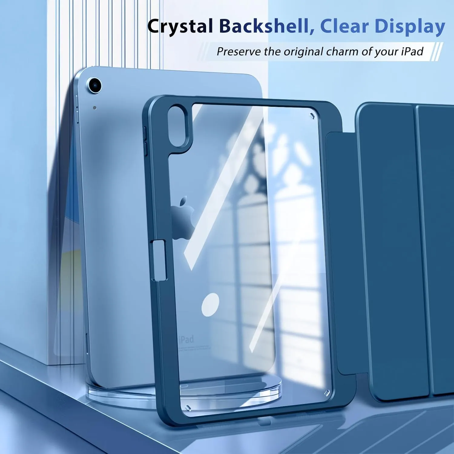 TiMOVO Case for iPad (A16) 11th Generation 11 Inch 2025, iPad 10th Generation Case 10.9 Inch 2022 with Pencil Holder,Slim Protective Cover with Clear Back Shell,Auto Wake/Sleep, Dark Sea Blue