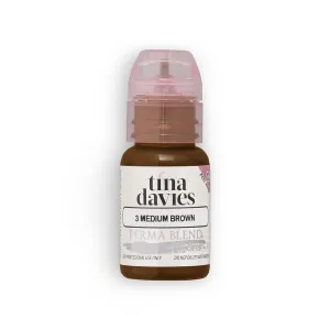 Tina Davies Professional X Perma Blend Brow Pigment - Permanent Eyebrow Makeup - Colours Heal True to Tone - High Retention - Medium Brown, 1/2oz