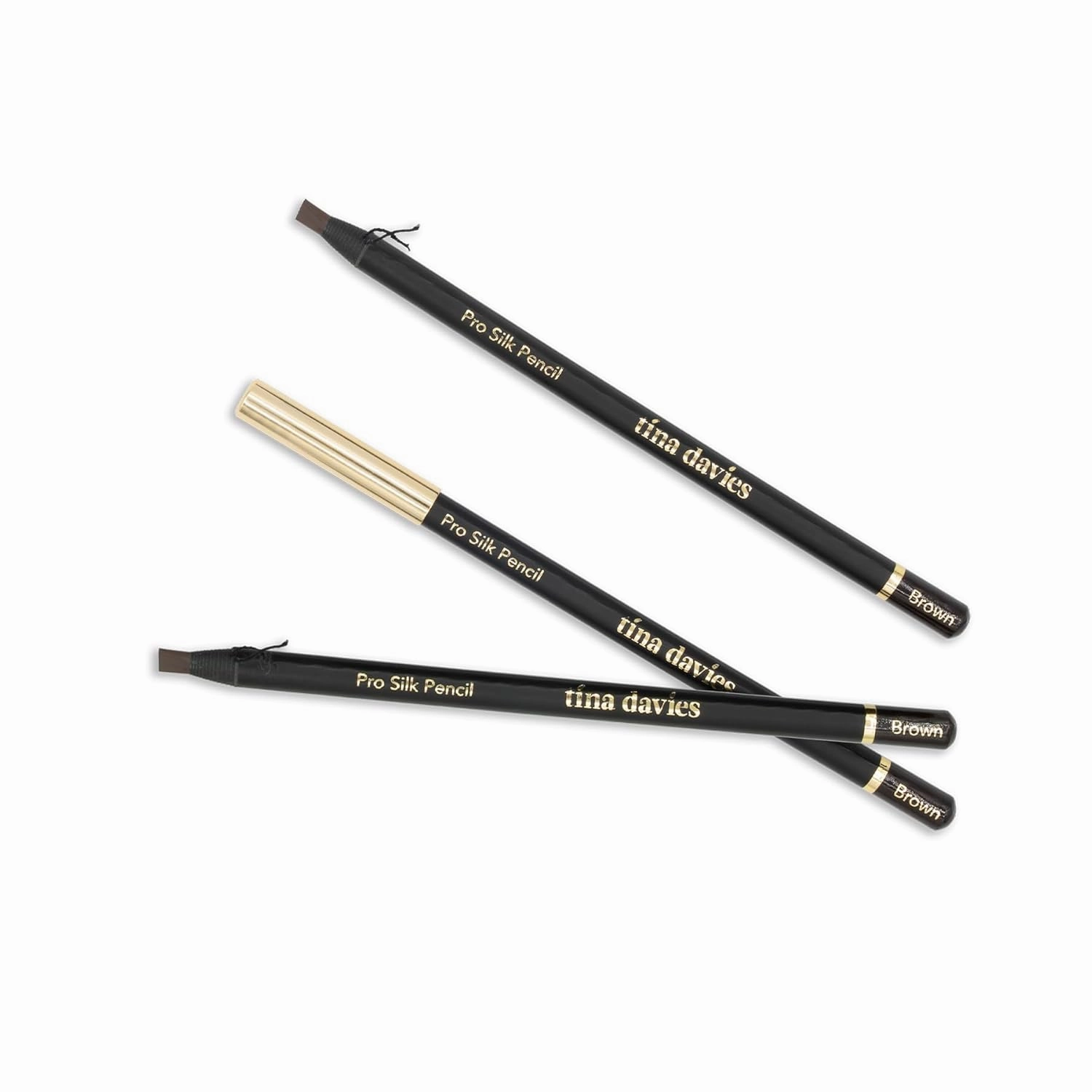 Tina Davies Pro Silk Pencil - Pre-Draw Eyebrow Pencil for Microblading - Smooth Pro Brow Pencil - Permanent Make Up Accessories - Brown (3 Pack)