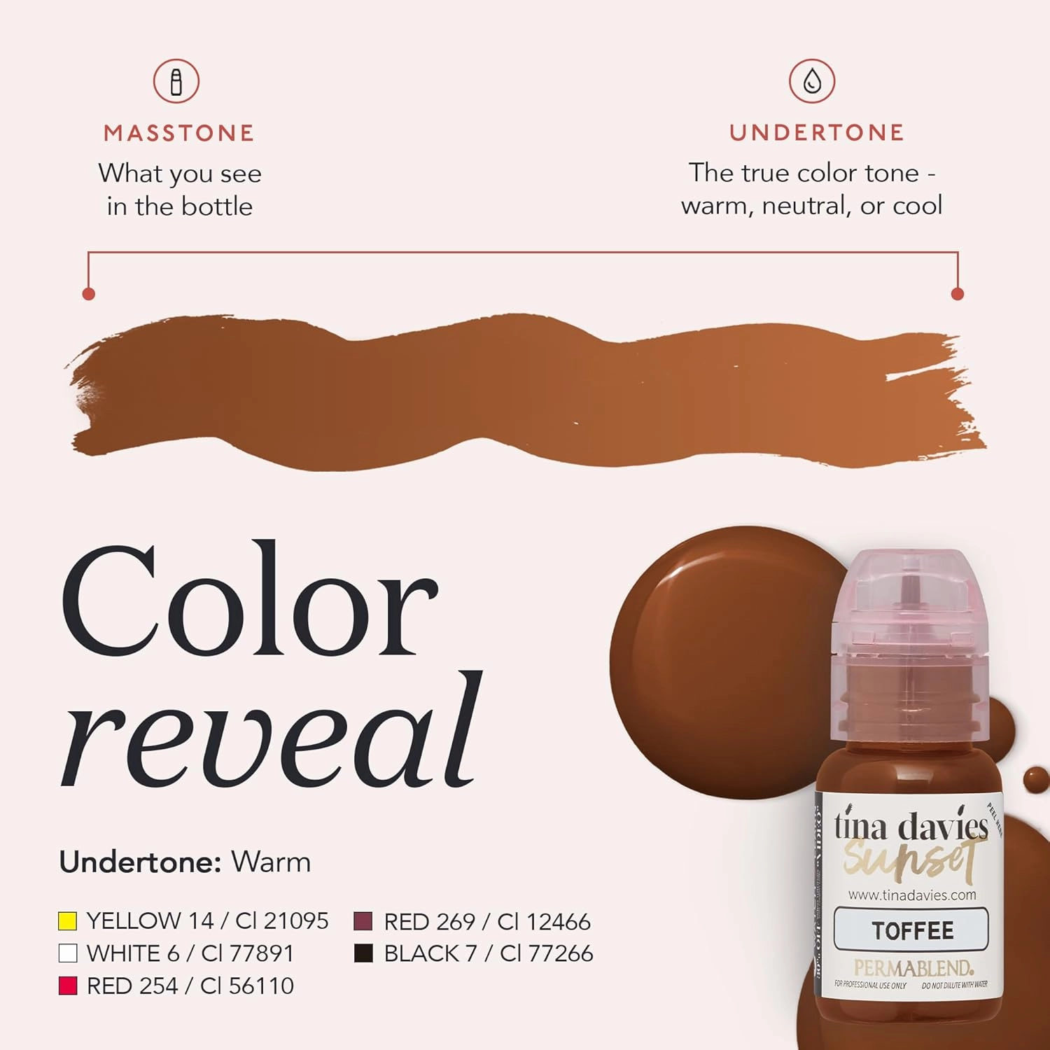 Tina Davies Professional Sunset Pigment - Permanent Eyebrow Makeup - Colours Heal True to Tone - High Retention - 1/2oz