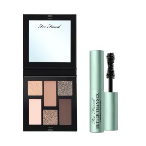 Too Faced Better Than Sex Waterproof Mascara & Born This Way Eye Palette Travel Set | Includes Better Than Sex Waterproof Mascara, 0.17 Fl Oz   Born This Way Eyeshadow, Cold Smolder Nudes, 0.2 Oz